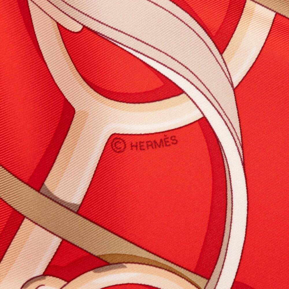 HERMES Red Silk Scarf - Picture 5 of 7